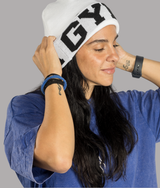 Flag Beanie in White, alternate listing, view 2 — GYMKUMA