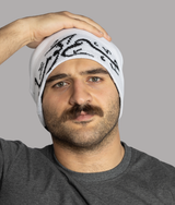 Flag Beanie in White, view 2 — GYMKUMA