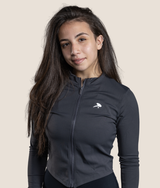 Passion Long sleeve zip up top - Black