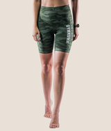 High-Waist Cargo Biker Shorts- Hunter Camouflage