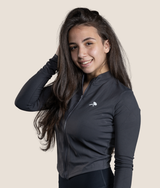Passion Long sleeve zip up top - Black