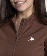 Passion Long sleeve zip up top - Mocha Brown