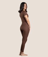 Passion Leggings in Mocha Brown, view 2 — GYMKUMA