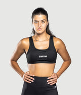 Fly-Half Bra in Black, view 3 — GYMKUMA