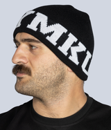 Flag Beanie in Black, view 3 — GYMKUMA