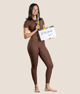 Passion Leggings in Mocha Brown, view 4 — GYMKUMA