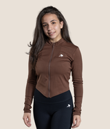 Passion Long sleeve zip up top - Mocha Brown