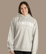 Varsity Oversized Knit Hoodie - Gray/Marshmallow White