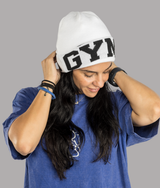 Flag Beanie in White, alternate listing, view 4 — GYMKUMA