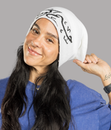 Flag Beanie in White, alternate listing, view 3 — GYMKUMA