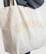 Cotton canvas tote with GYMKUMA Roots graphic, made in Jordan