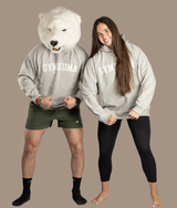 Varsity Oversized Knit Hoodie - Gray/Marshmallow White