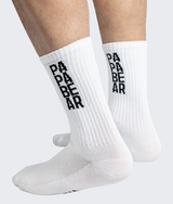 Papa Bear Socks in White — GYMKUMA