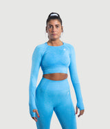 Athena long sleeve seamless crop top - Sky Blue