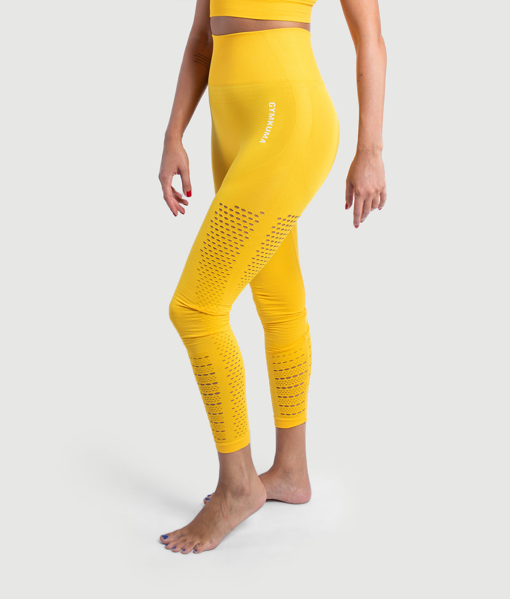 Yellow gym tights sales