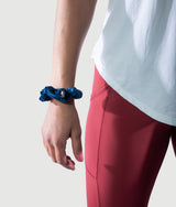 Blue mini scrunchie hair tie by GYMKUMA