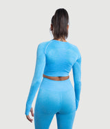 Athena long sleeve seamless crop top - Sky Blue