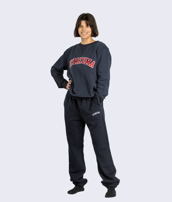 Varsity Sweatpants in Navy Blue, second fit, view 2 — GYMKUMA