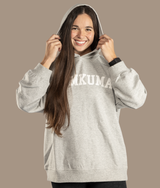 Varsity Oversized Knit Hoodie - Gray/Marshmallow White