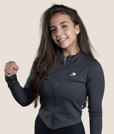 Passion Long sleeve zip up top - Black