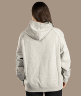Varsity Oversized Knit Hoodie - Gray/Marshmallow White