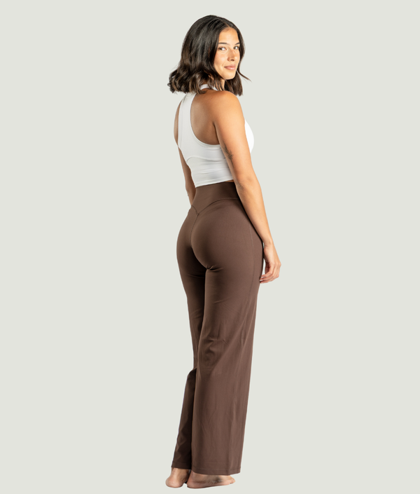 Everything Straight Leg Bottoms in Espresso Brown, view 2 — GYMKUMA