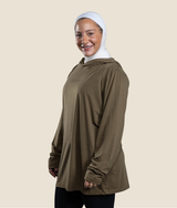 Icy LS Hooded Shirt - Olive Green