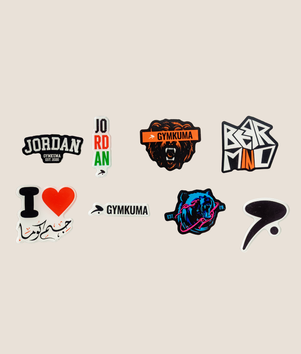 GYMKUMA magnet pack of eight magnets featuring iconic brand designs