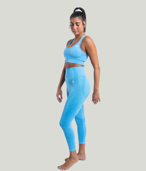 Sky Blue seamless set: leggings, bra and crop top