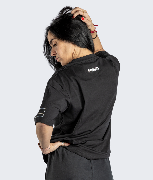 J3 T-Shirt in Black, view 2 — GYMKUMA