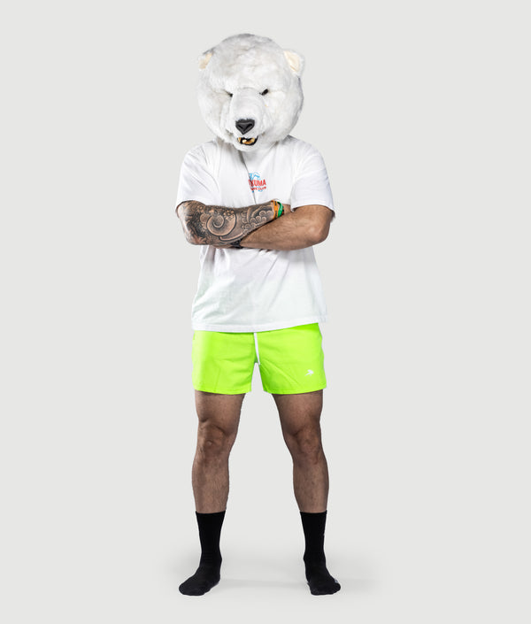 Kuma Bolt Shorts in Neon Green, view 2 — GYMKUMA