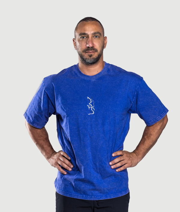Ink Drop Oversized T-Shirt in Blue, view 2 — GYMKUMA