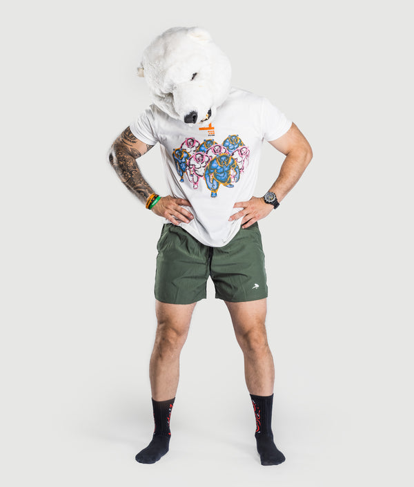 Kuma Bolt Shorts in Green, view 2 — GYMKUMA