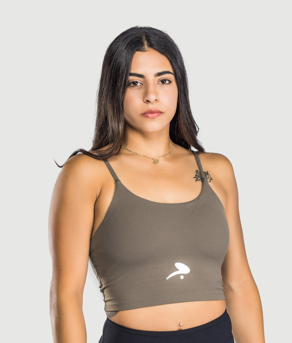 Level Up Bra Top in Truffle — GYMKUMA