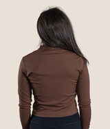 Passion Long sleeve zip up top - Mocha Brown
