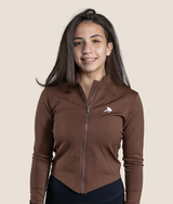 Passion Long sleeve zip up top - Mocha Brown