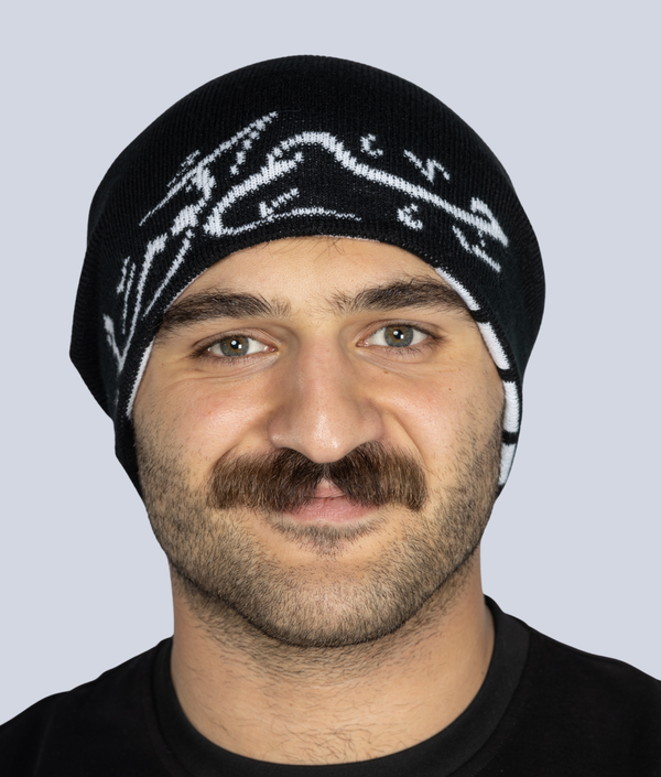 Flag Beanie in Black, view 2 — GYMKUMA