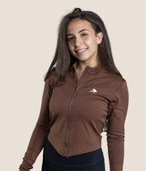 Passion Long sleeve zip up top - Mocha Brown