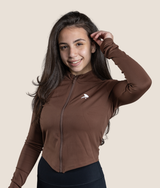 Passion Long sleeve zip up top - Mocha Brown