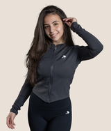 Passion Long sleeve zip up top - Black