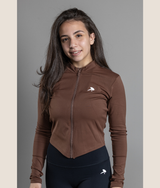 Passion Long sleeve zip up top - Mocha Brown