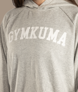 Varsity Oversized Knit Hoodie - Gray/Marshmallow White