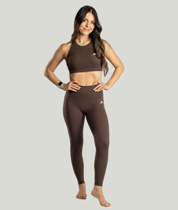 Jenn Set in Mocha Brown, view 2 — GYMKUMA