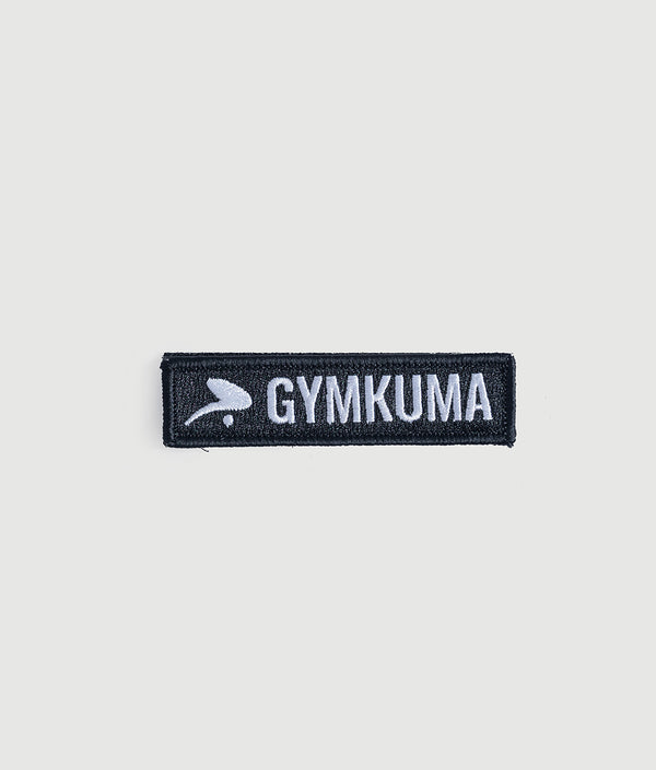 GYMKUMA Icon Patch in black and grey with raised stitching and Velcro backing