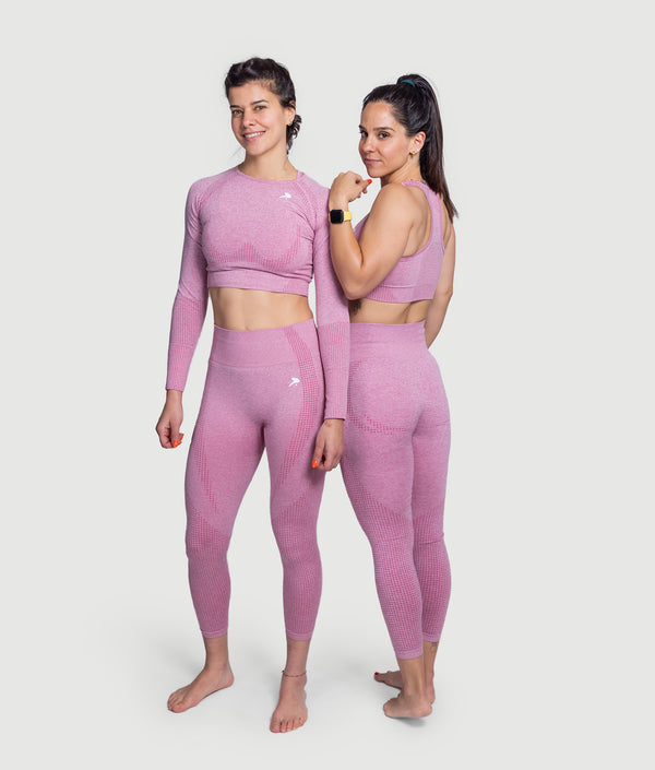 Pink seamless compression leggings by GYMKUMA