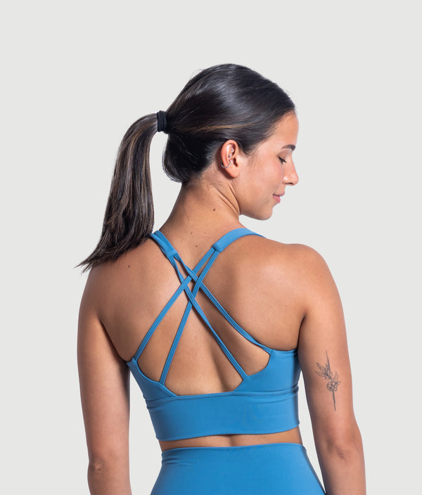 Fly Bra in Sky Blue, view 2 — GYMKUMA