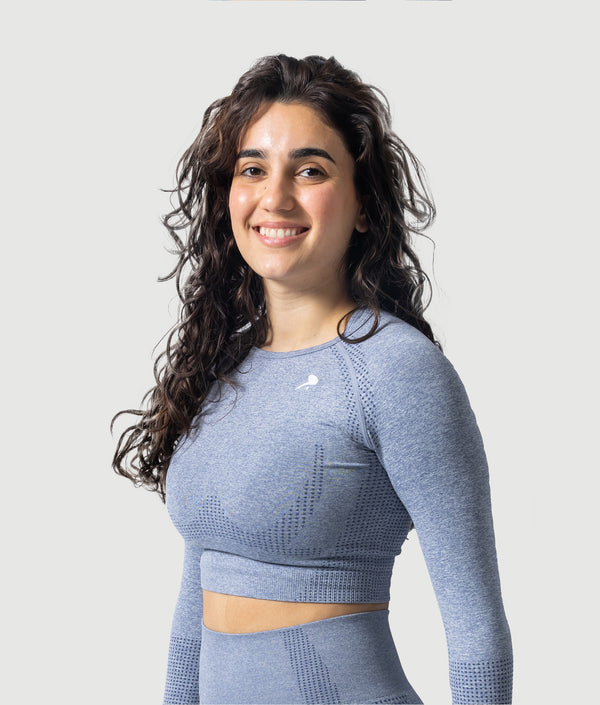 Athena Long Sleeve Crop Top - Iceberg