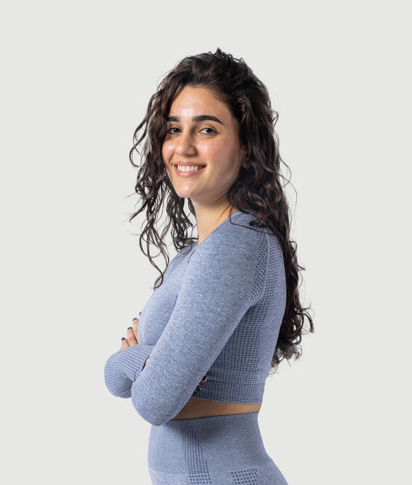 Athena Long Sleeve Crop Top - Iceberg