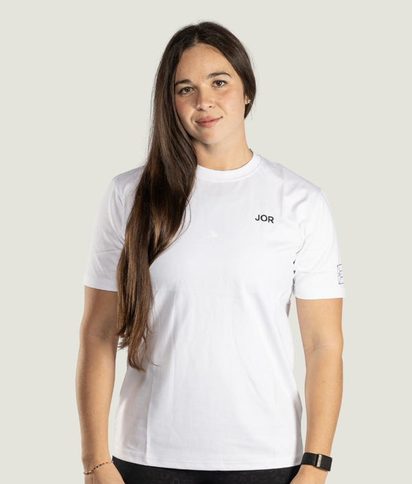 J3 T-Shirt in White, view 2 — GYMKUMA
