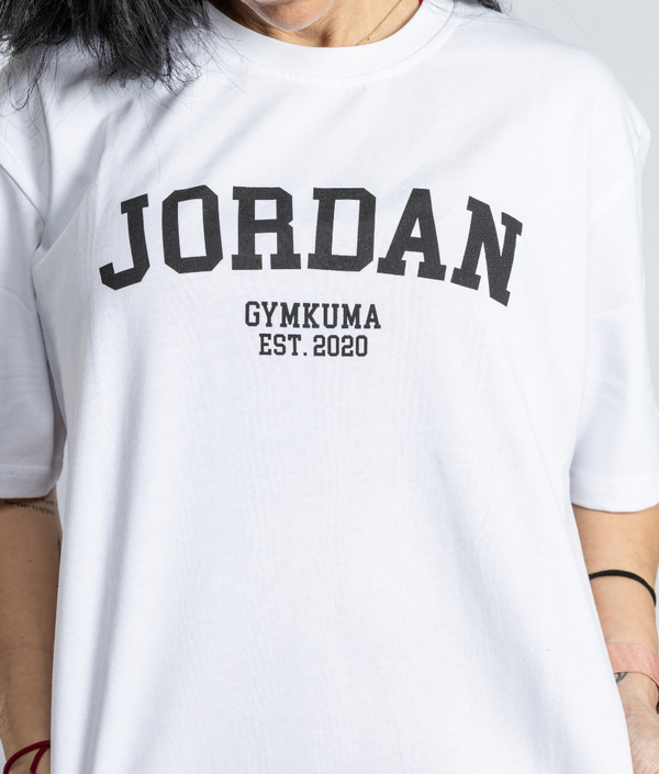 Jordan Varsity T-Shirt in White, view 2 — GYMKUMA